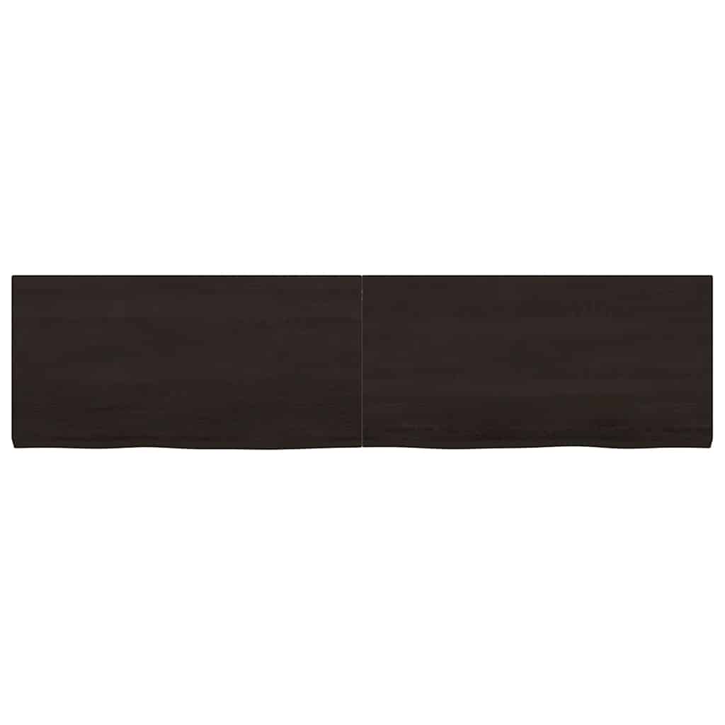 Væghylde 160x40x(2-4) Cm Behandlet Massivt Egetræ Mørkebrun - Billede 3