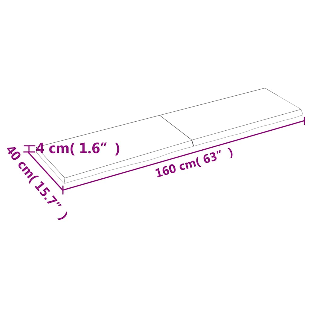 Væghylde 160x40x(2-4) Cm Behandlet Massivt Egetræ Mørkebrun - Billede 9