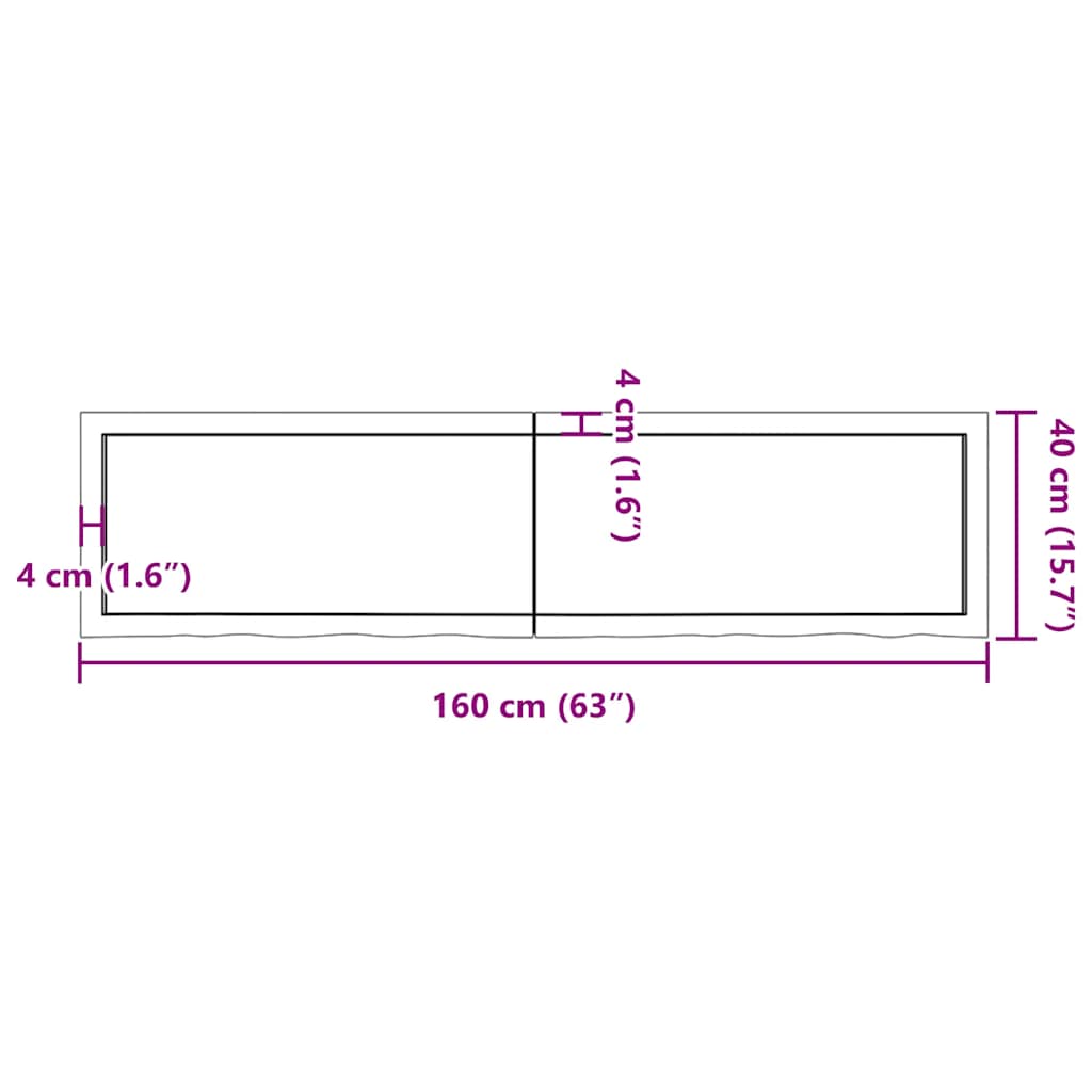 Væghylde 160x40x(2-4) Cm Behandlet Massivt Egetræ Mørkebrun - Billede 10