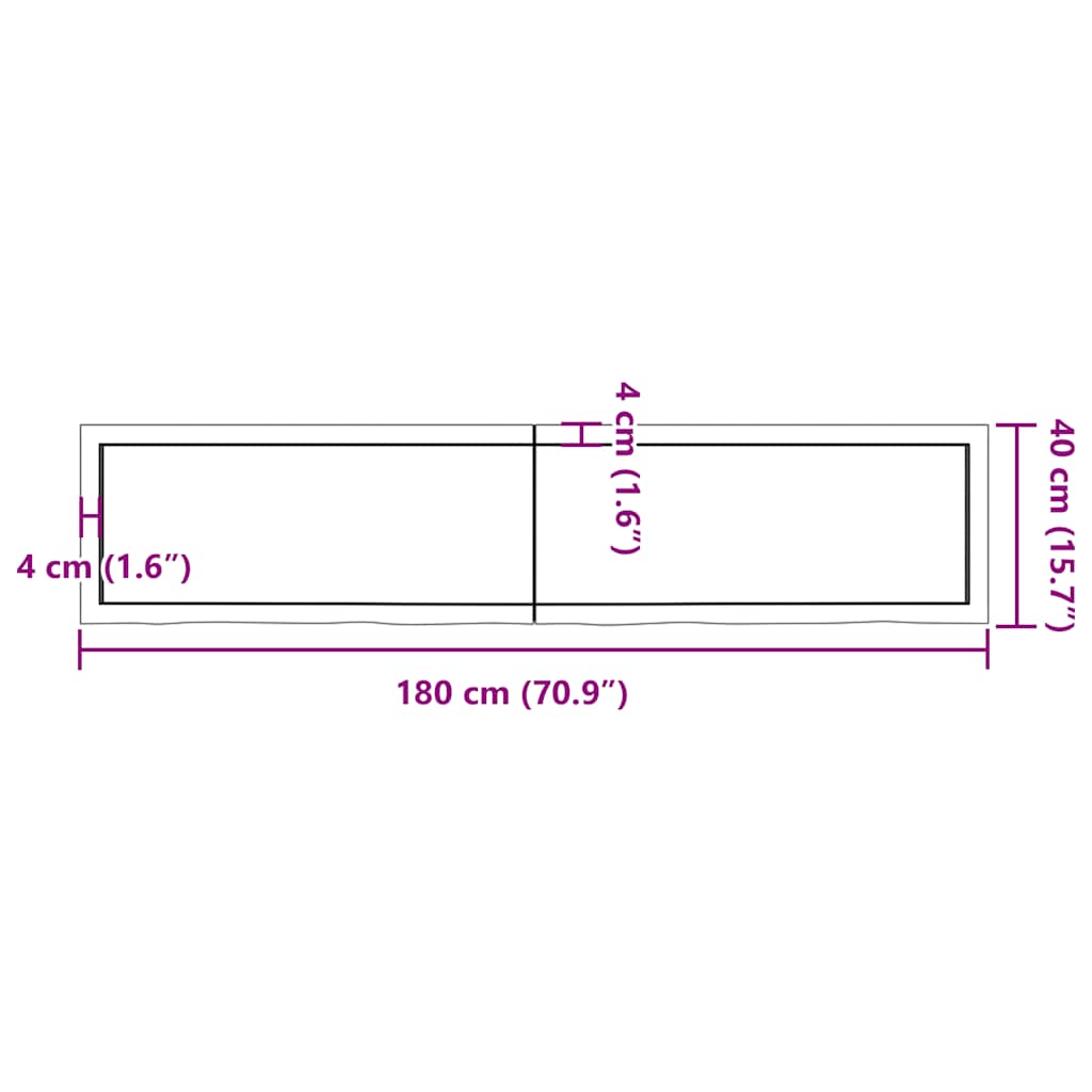 Væghylde 180x40x(2-4) Cm Behandlet Massivt Egetræ Mørkebrun - Billede 10