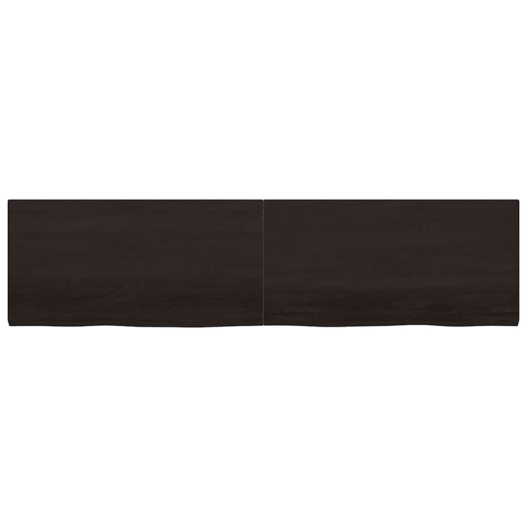 Væghylde 200x50x(2-4) Cm Behandlet Massivt Egetræ Mørkebrun - Billede 3