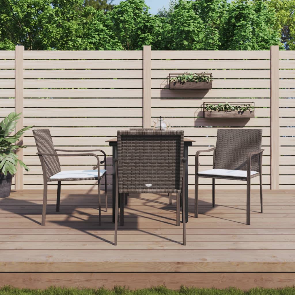 Spisebordssæt Til Haven 9 Dele Med Hynder Polyrattan Og Stål