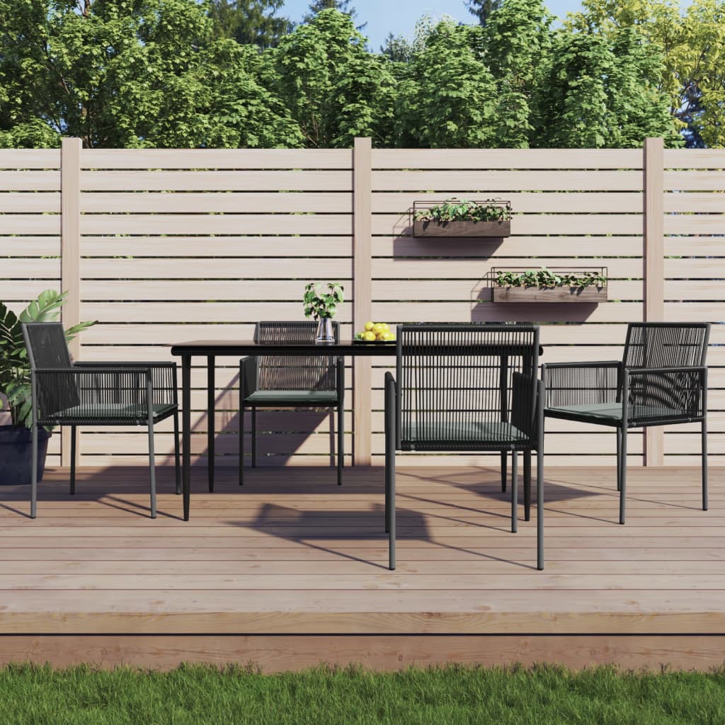 Spisebordssæt Til Haven 9 Dele M. Hynder Polyrattan + Stål Sort