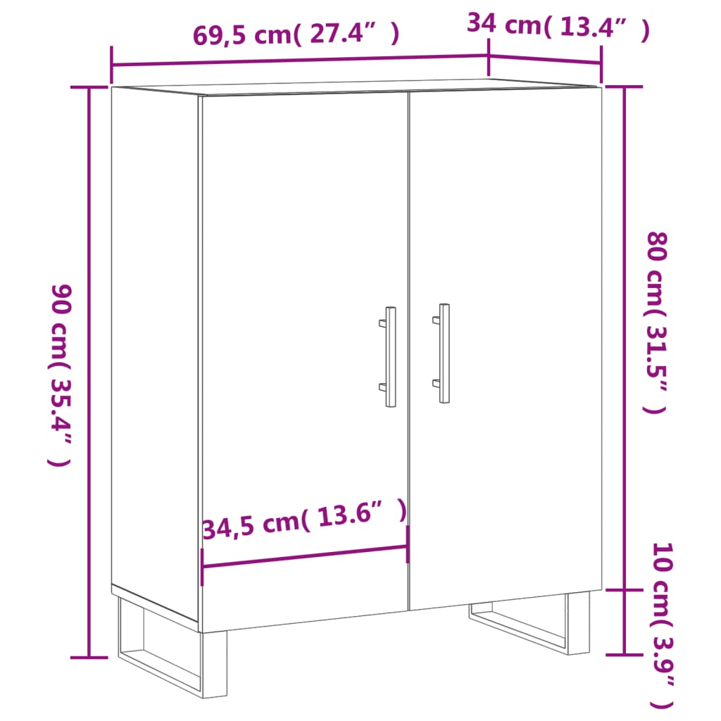 Skænk 69,5X34X90 Cm Konstrueret Træ