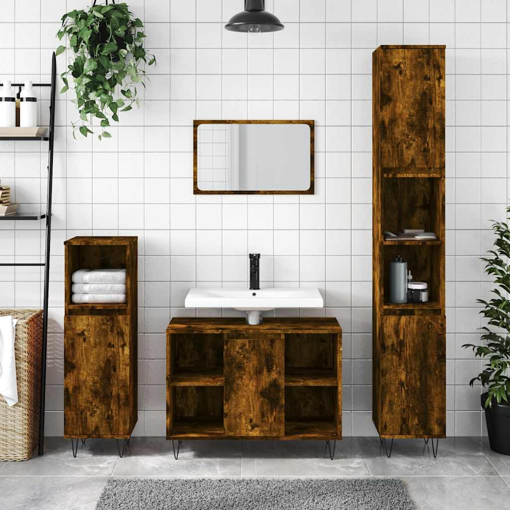 Badeværelsesskab 30x30x100 Cm Konstrueret Træ Egetræ - Variant 831561