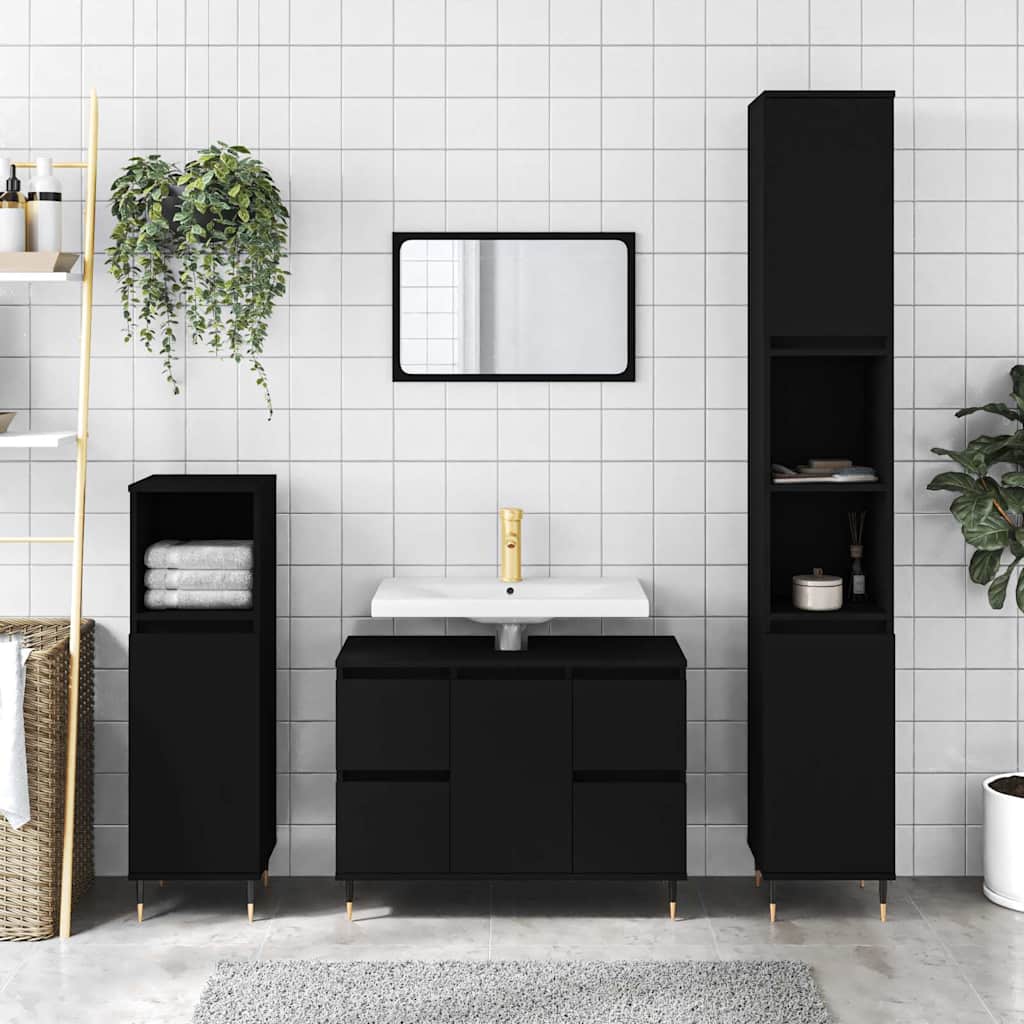 Badeværelsesskab 80x33x60 Cm Konstrueret Træ - Variant 831645