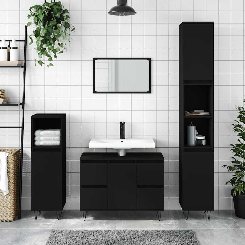 Badeværelsesskab 80x33x60 Cm Konstrueret Træ - Variant 831653