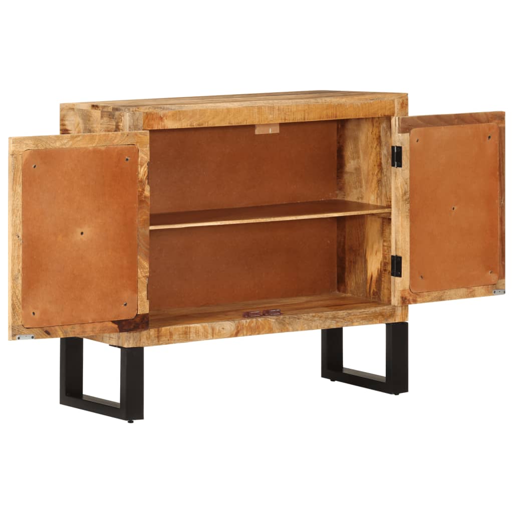 Skænk 80x30x71 Cm Massivt Ru Mangotræ Og Metal - Billede 2
