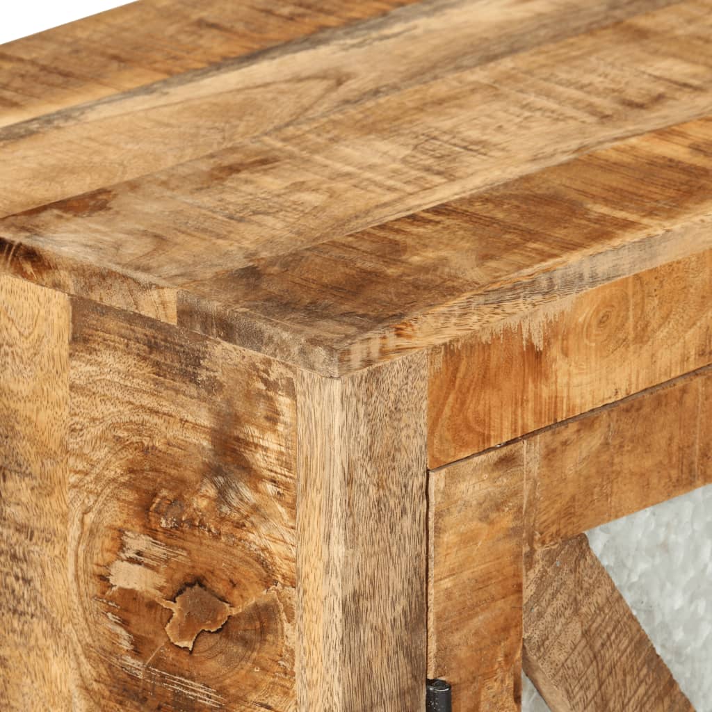 Skænk 80x30x71 Cm Massivt Ru Mangotræ Og Metal - Billede 5