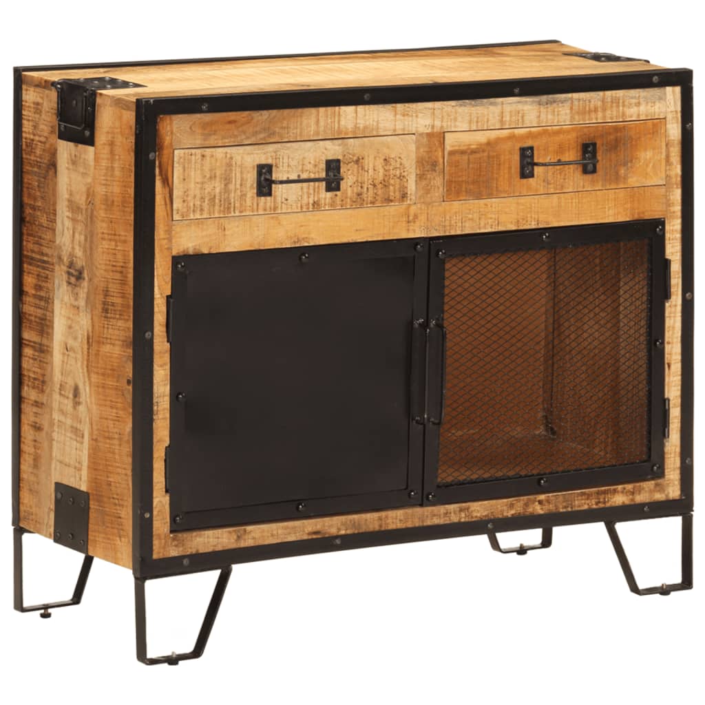 Skænk 80x31x66 Cm Massivt Ru Mangotræ Og Metal - Hovedbillede