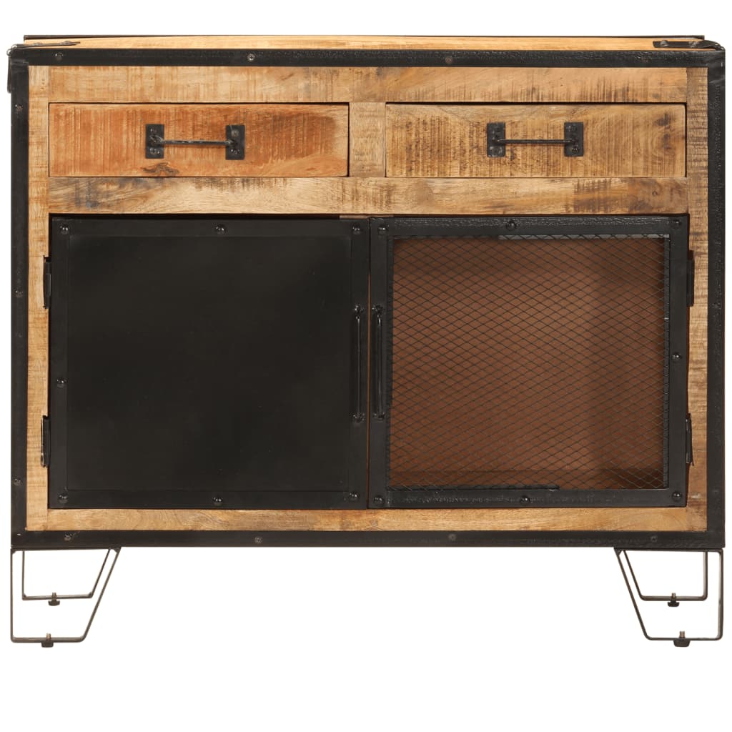 Skænk 80x31x66 Cm Massivt Ru Mangotræ Og Metal - Billede 3