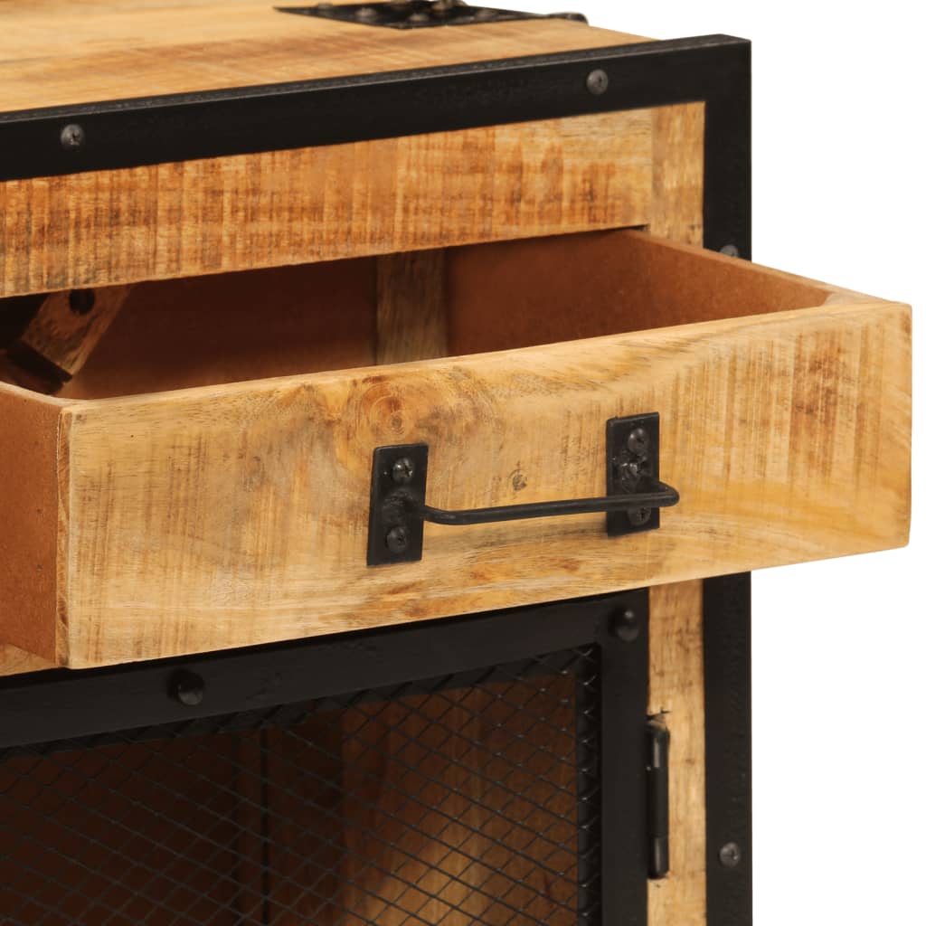 Skænk 80x31x66 Cm Massivt Ru Mangotræ Og Metal - Billede 7
