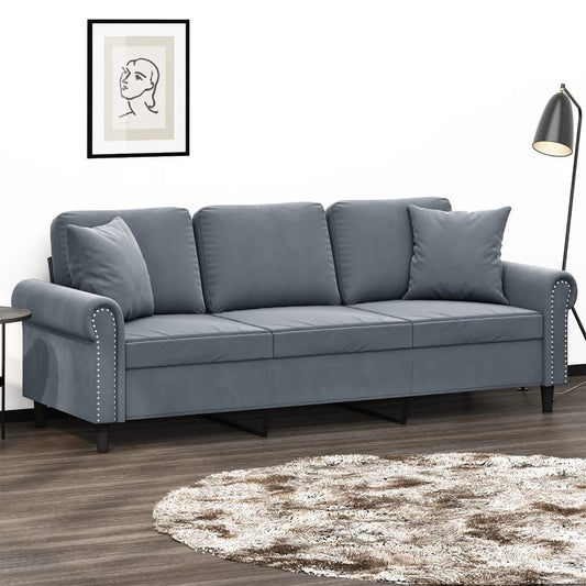 3-Personers Sofa Med Pyntepuder Velour