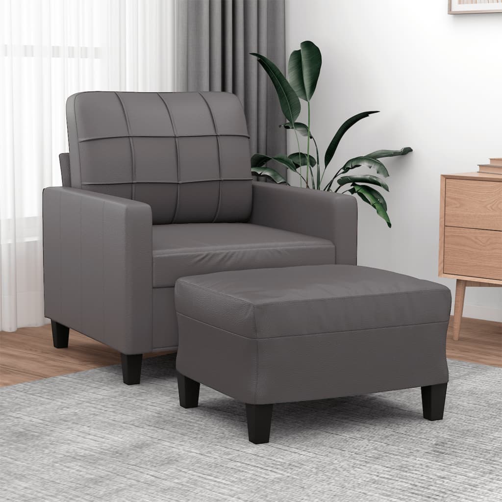 Sofastol med Fodskammel 60 Cm Kunstlæder