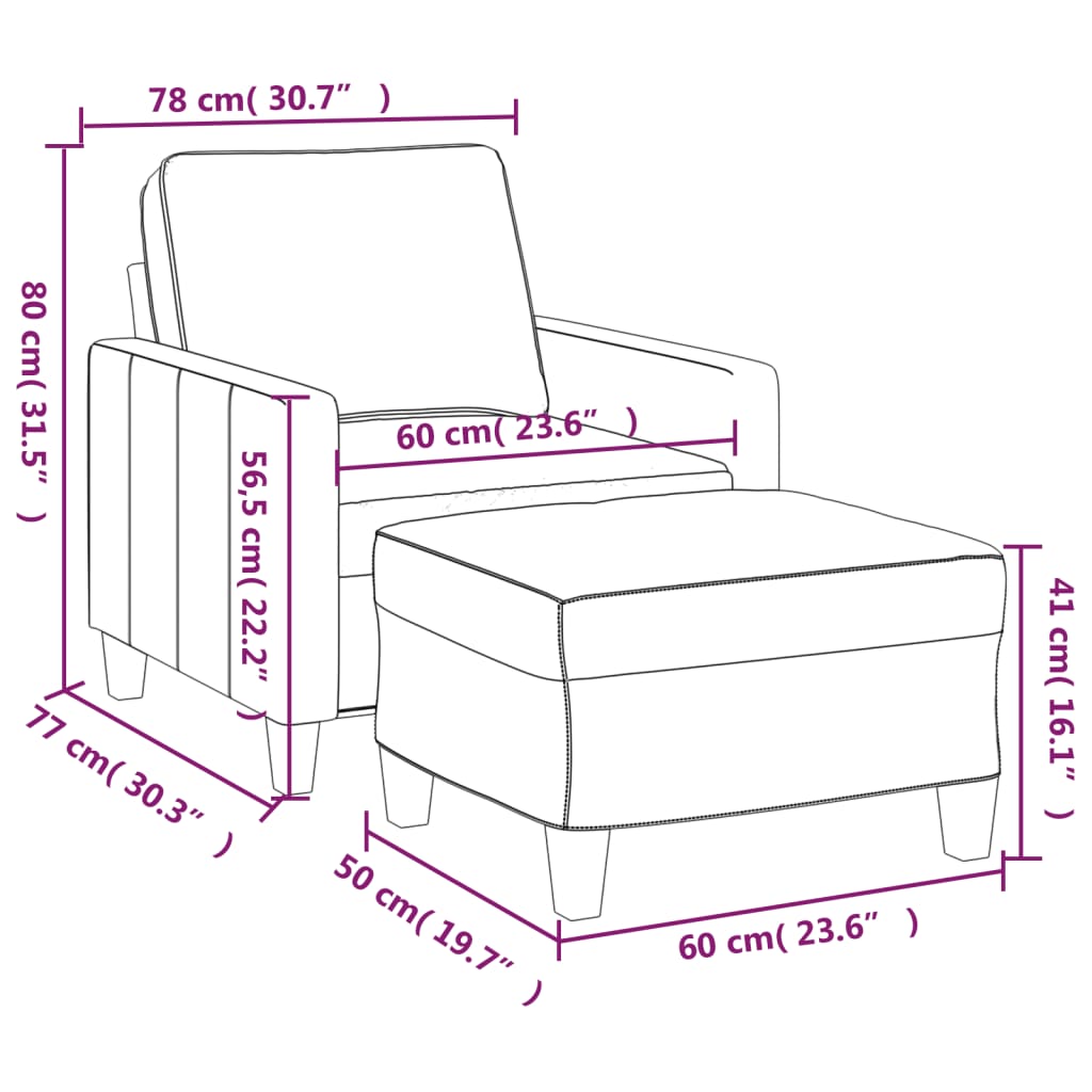 Sofastol Med Fodskammel 60 Cm Stof