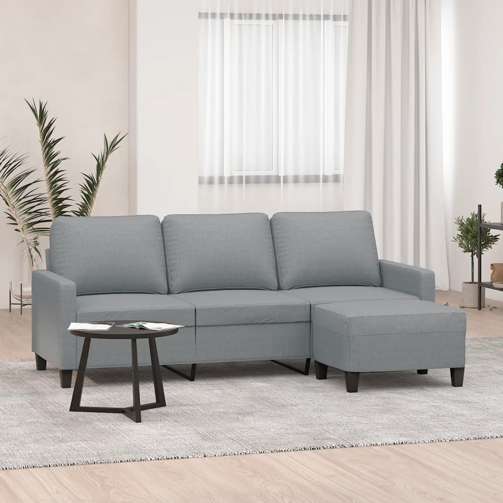 3-Personers Sofa Med Fodskammel 180 Cm Stof