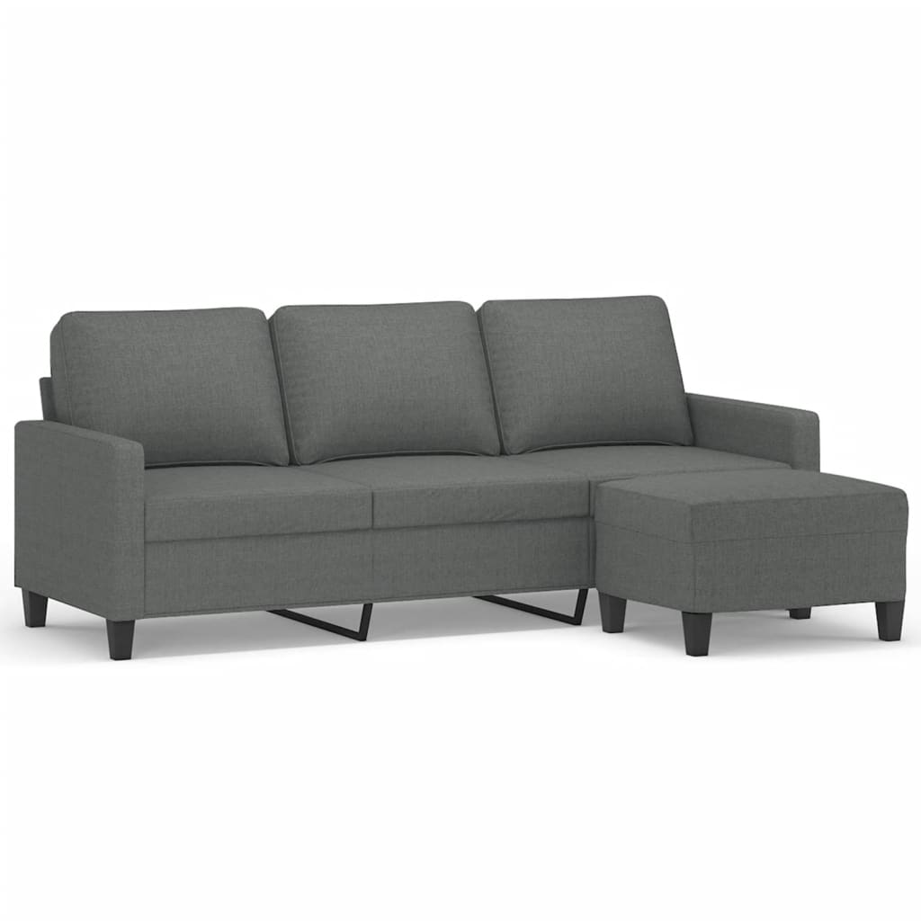 3-Personers Sofa Med Fodskammel 180 Cm Stof