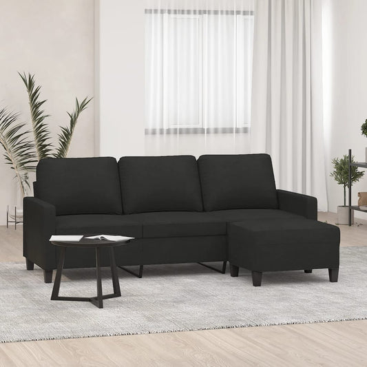 3-Personers Sofa Med Fodskammel 180 Cm Stof