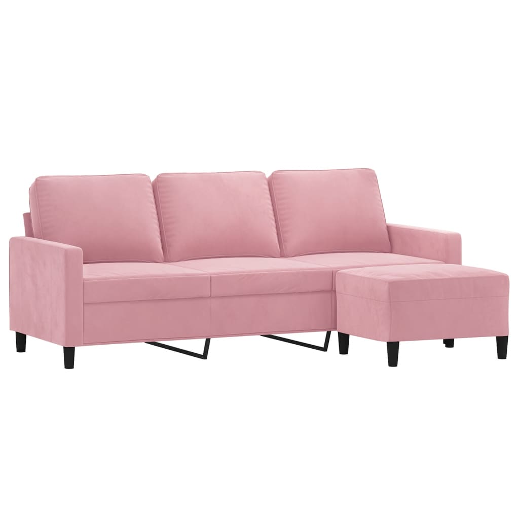 3-Personers Sofa Med Fodskammel 180 Cm Velour