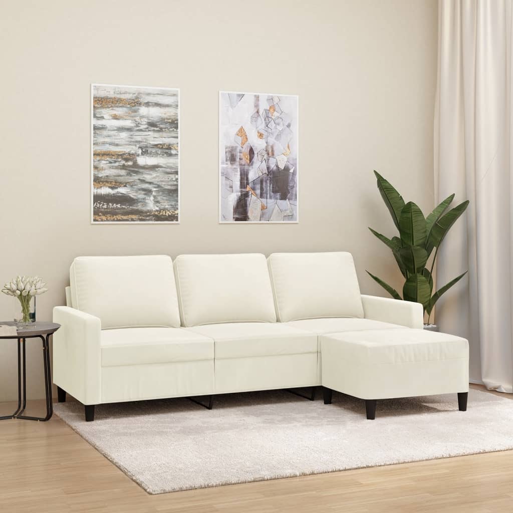 3-Personers Sofa Med Fodskammel 180 Cm Velour