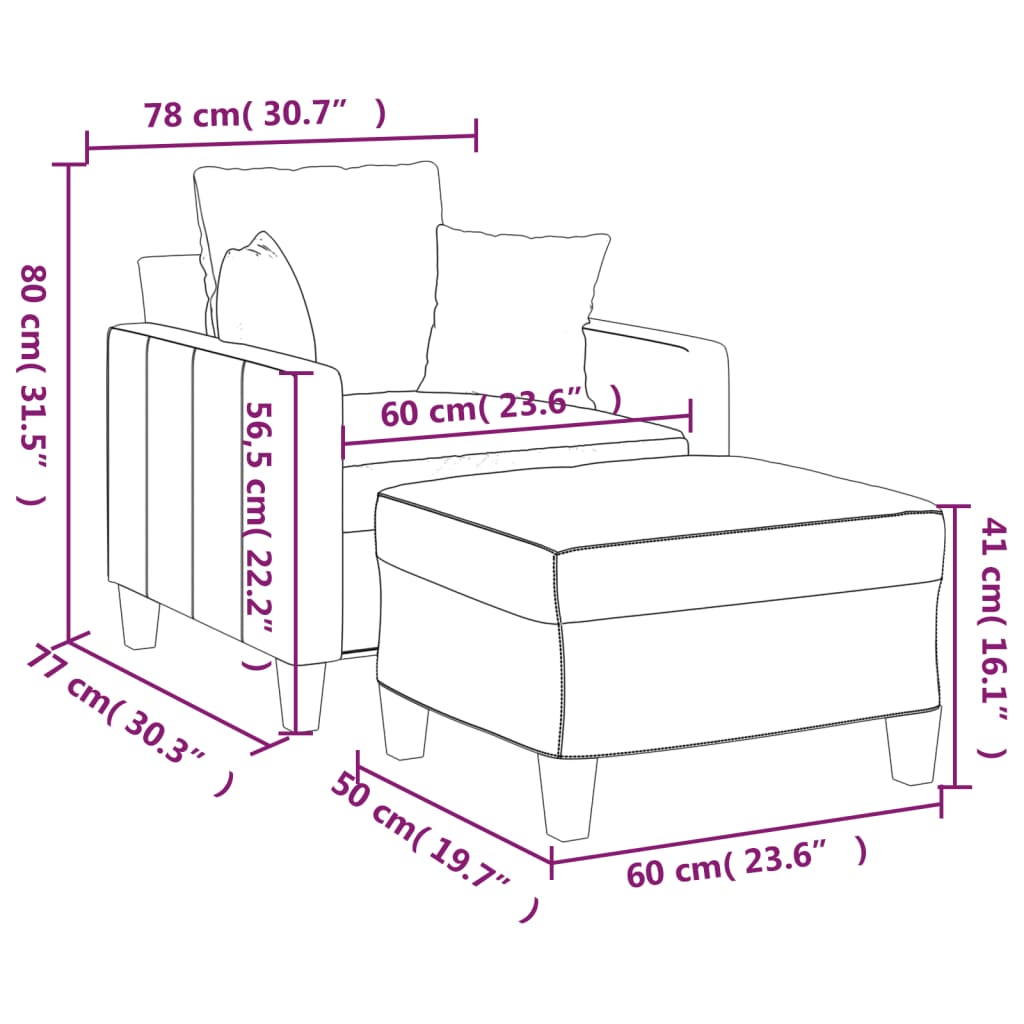 Sofastol Med Fodskammel 60 Cm Stof