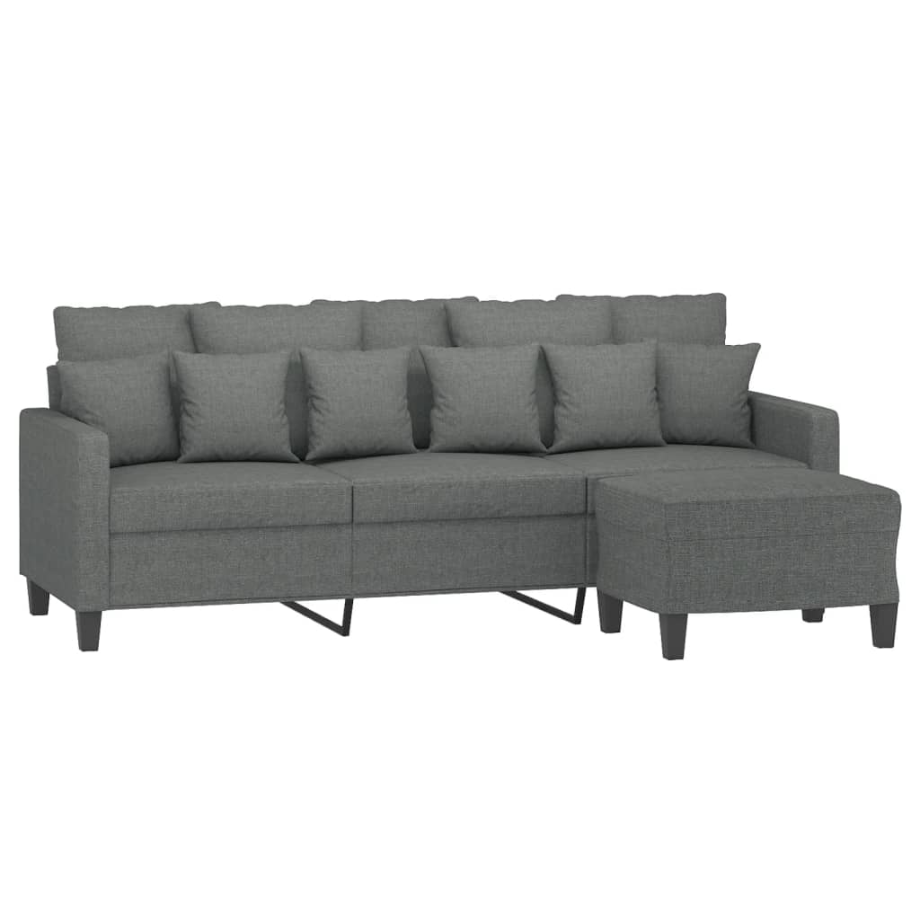 3-Personers Sofa Med Fodskammel 180 Cm Stof