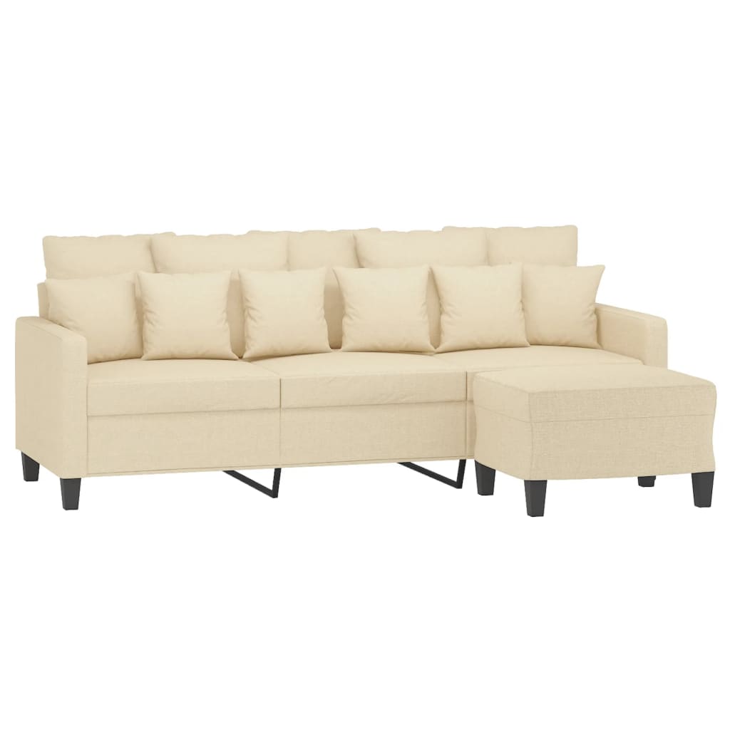3-Personers Sofa Med Fodskammel 180 Cm Stof