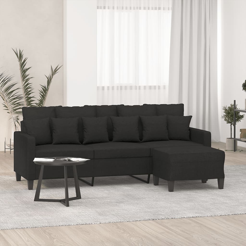 3-Personers Sofa Med Fodskammel 180 Cm Stof