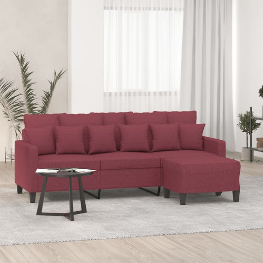 3-Personers Sofa Med Fodskammel 180 Cm Stof
