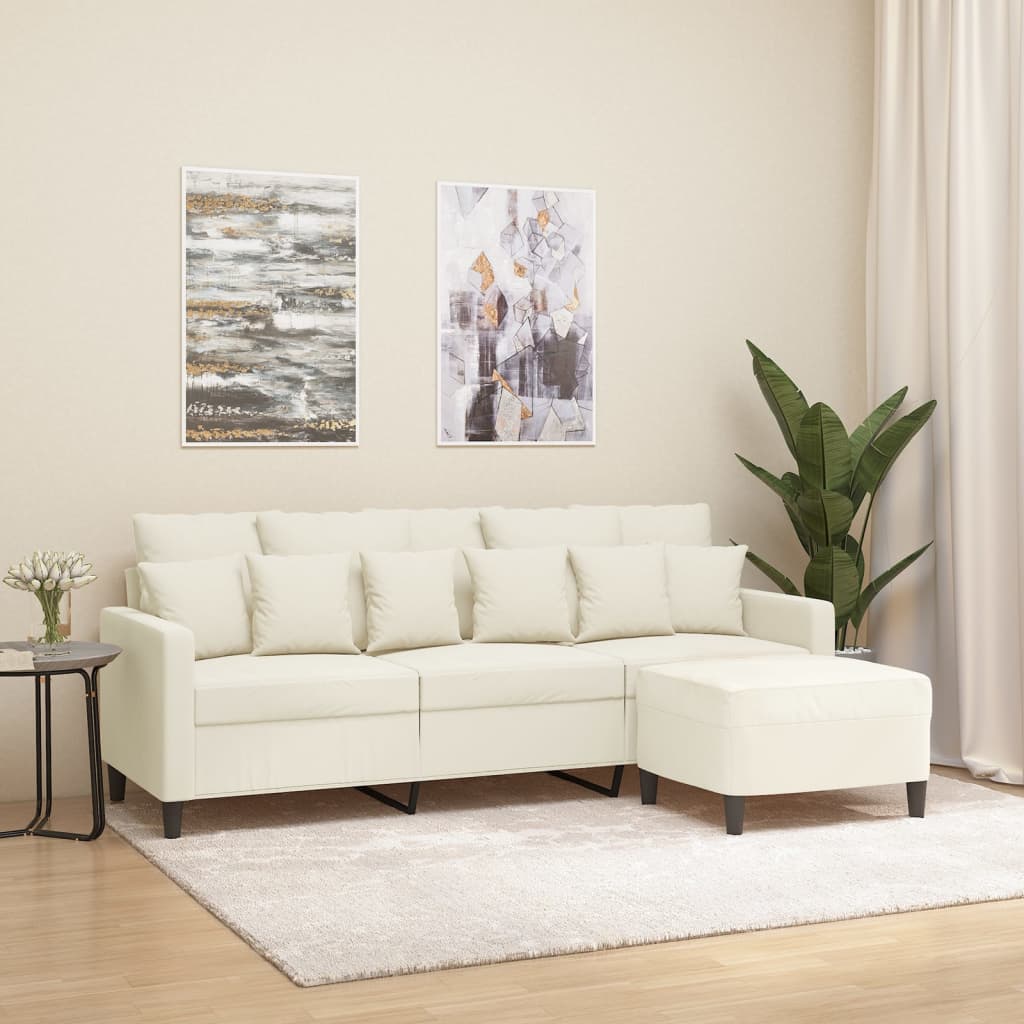 3-Personers Sofa Med Fodskammel 180 Cm Velour