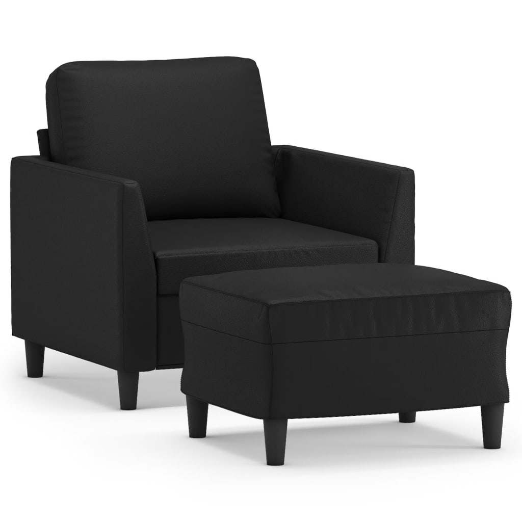 Sofastol med Fodskammel 60 Cm Kunstlæder - billede 2