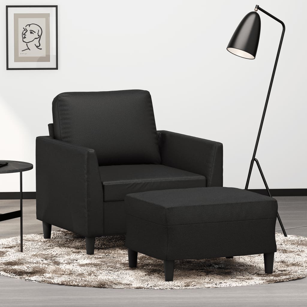 Sofastol med Fodskammel 60 Cm Kunstlæder - hovedbillede