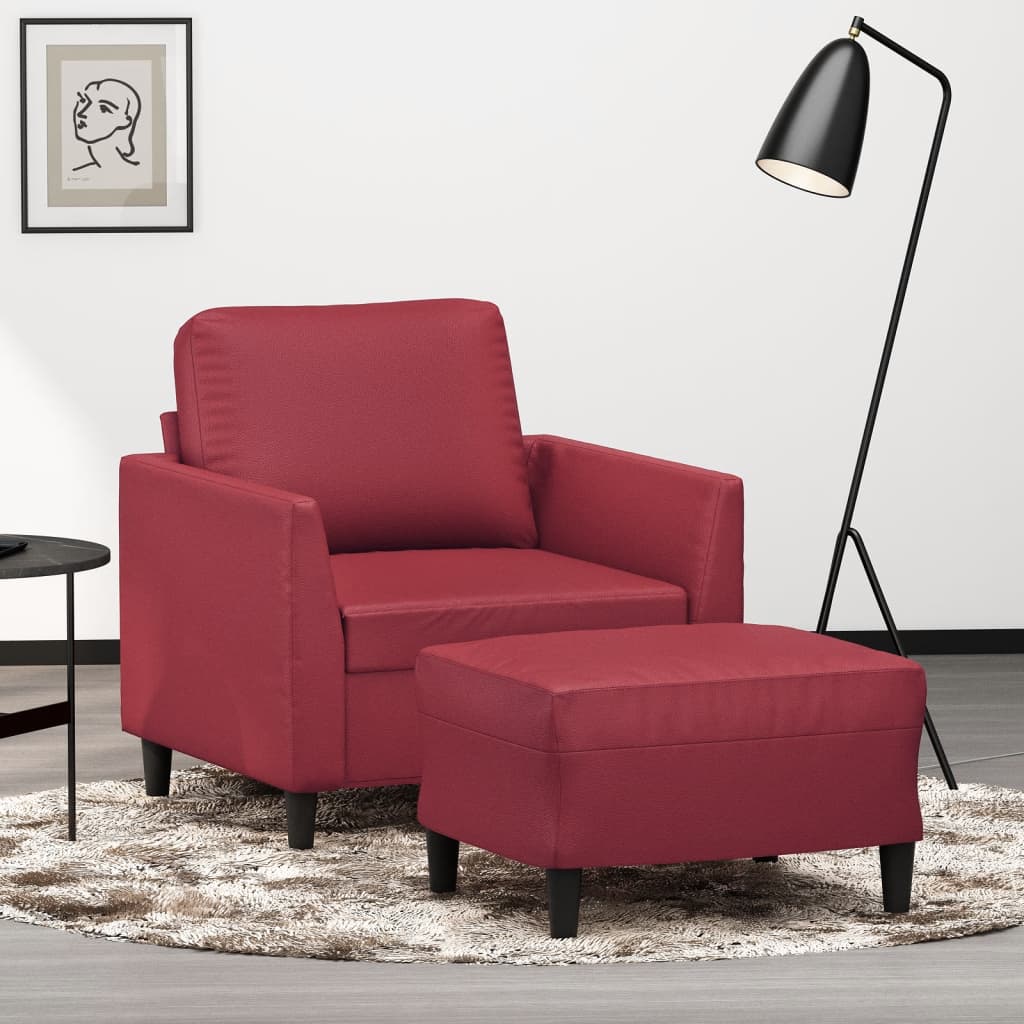 Sofastol med Fodskammel 60 Cm Kunstlæder