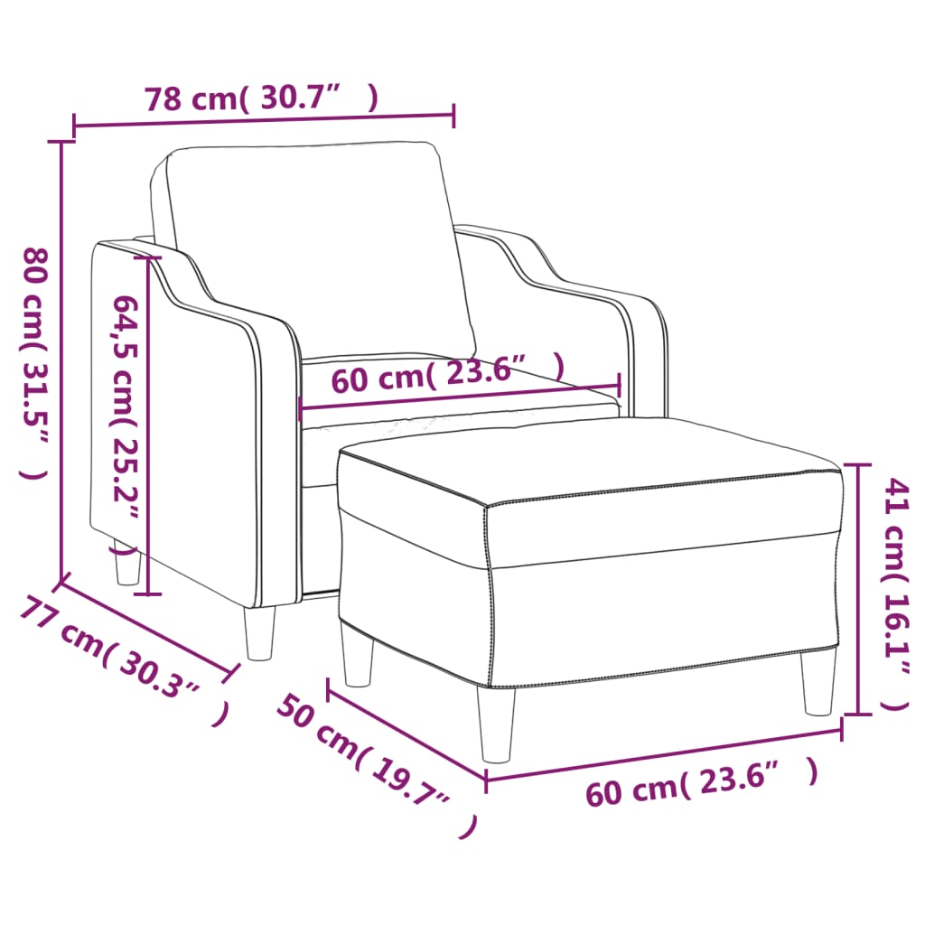 Sofastol Med Fodskammel 60 Cm Stof