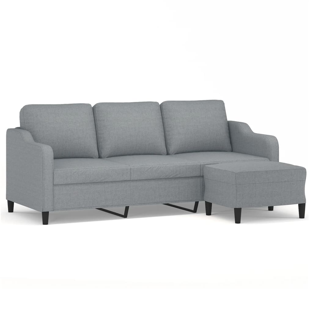 3-Personers Sofa Med Fodskammel 180 Cm Stof