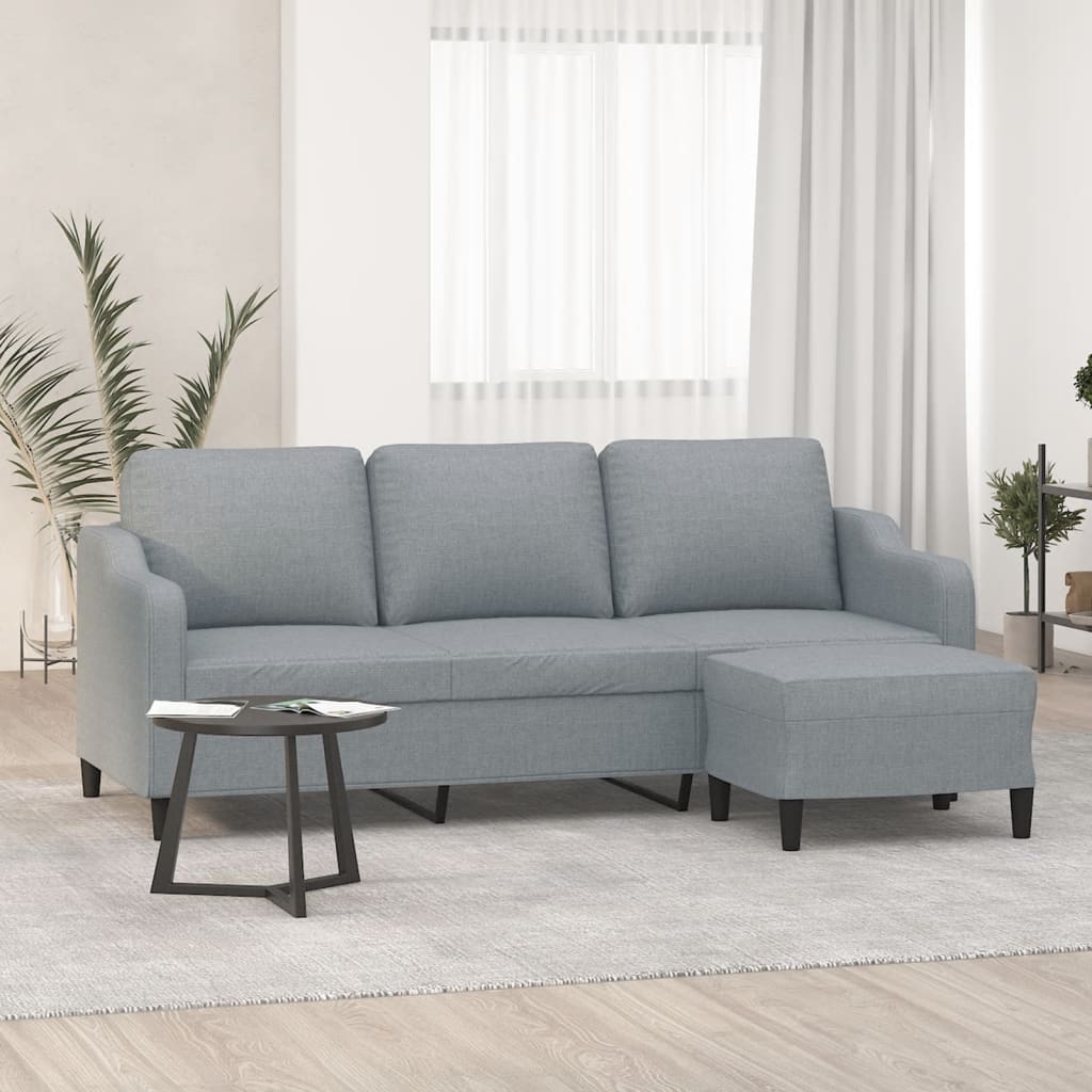 3-Personers Sofa Med Fodskammel 180 Cm Stof