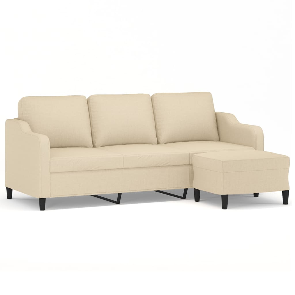 3-Personers Sofa Med Fodskammel 180 Cm Stof