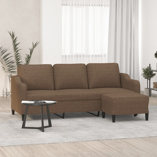 3-Personers Sofa Med Fodskammel 180 Cm Stof