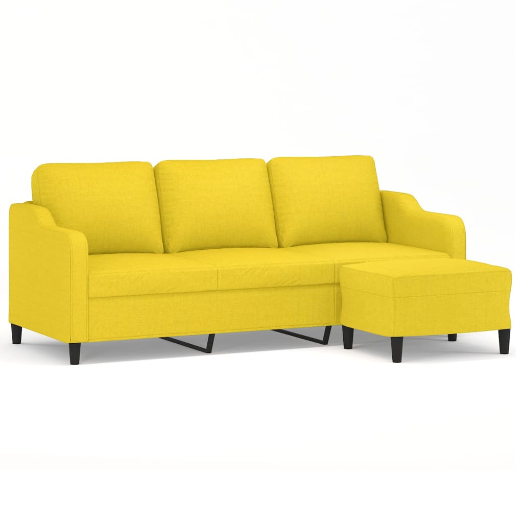 3-Personers Sofa Med Fodskammel 180 Cm Stof