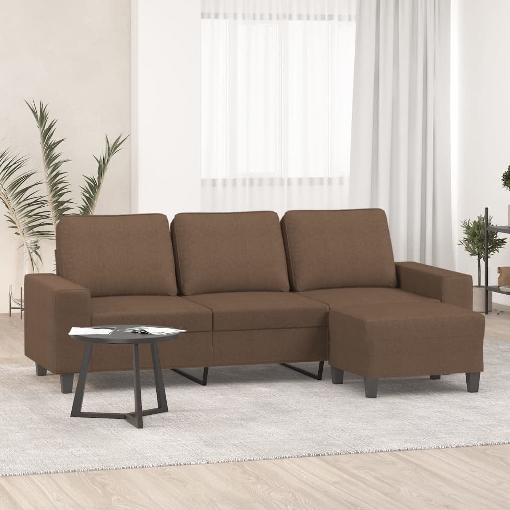 3-Personers Sofa Med Fodskammel 180 Cm Stof