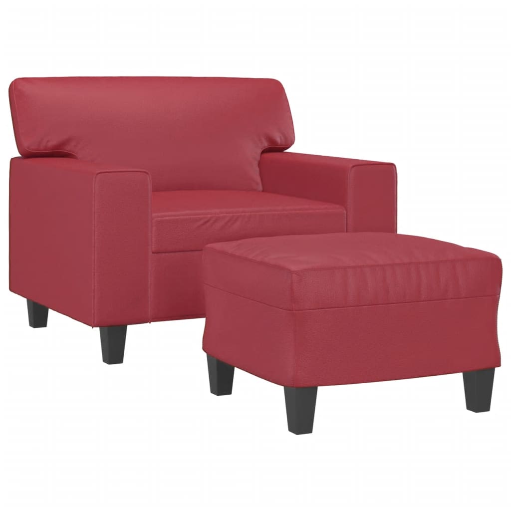 Sofastol Med Fodskammel 60 Cm Kunstlæder