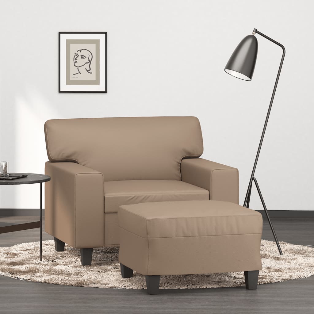 Sofastol Med Fodskammel 60 Cm Kunstlæder