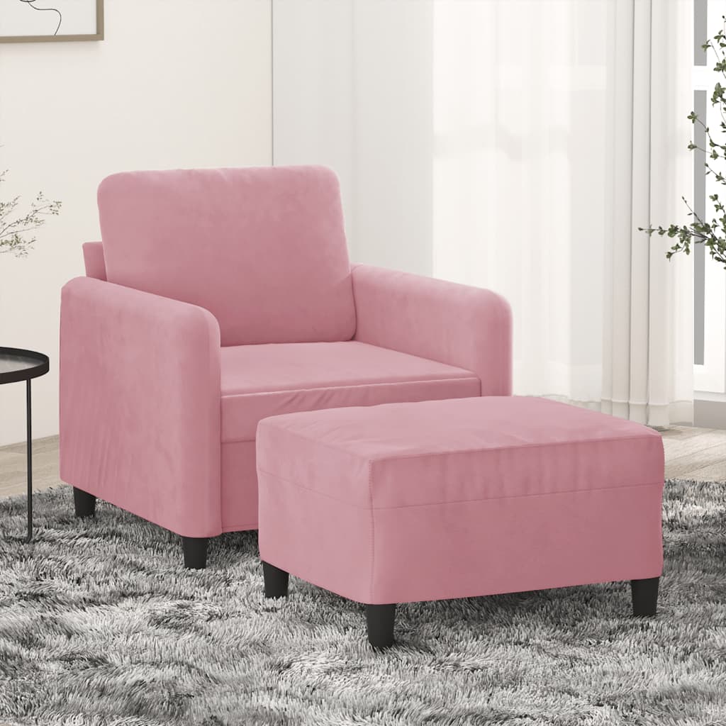 Sofastol Med Fodskammel 60 Cm Velour