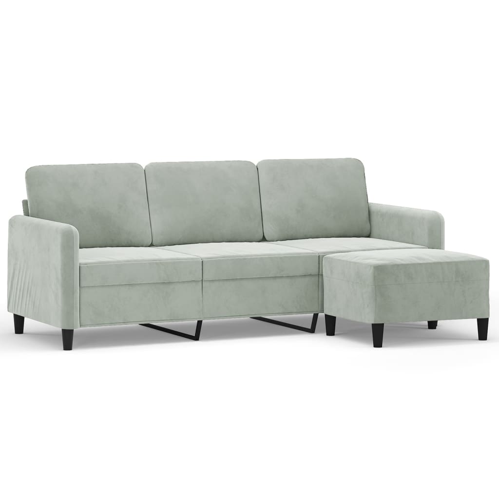 3-Personers Sofa Med Fodskammel 180 Cm Velour