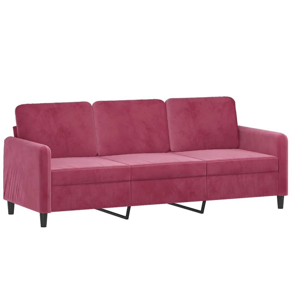 3-Personers Sofa Med Fodskammel 180 Cm Velour