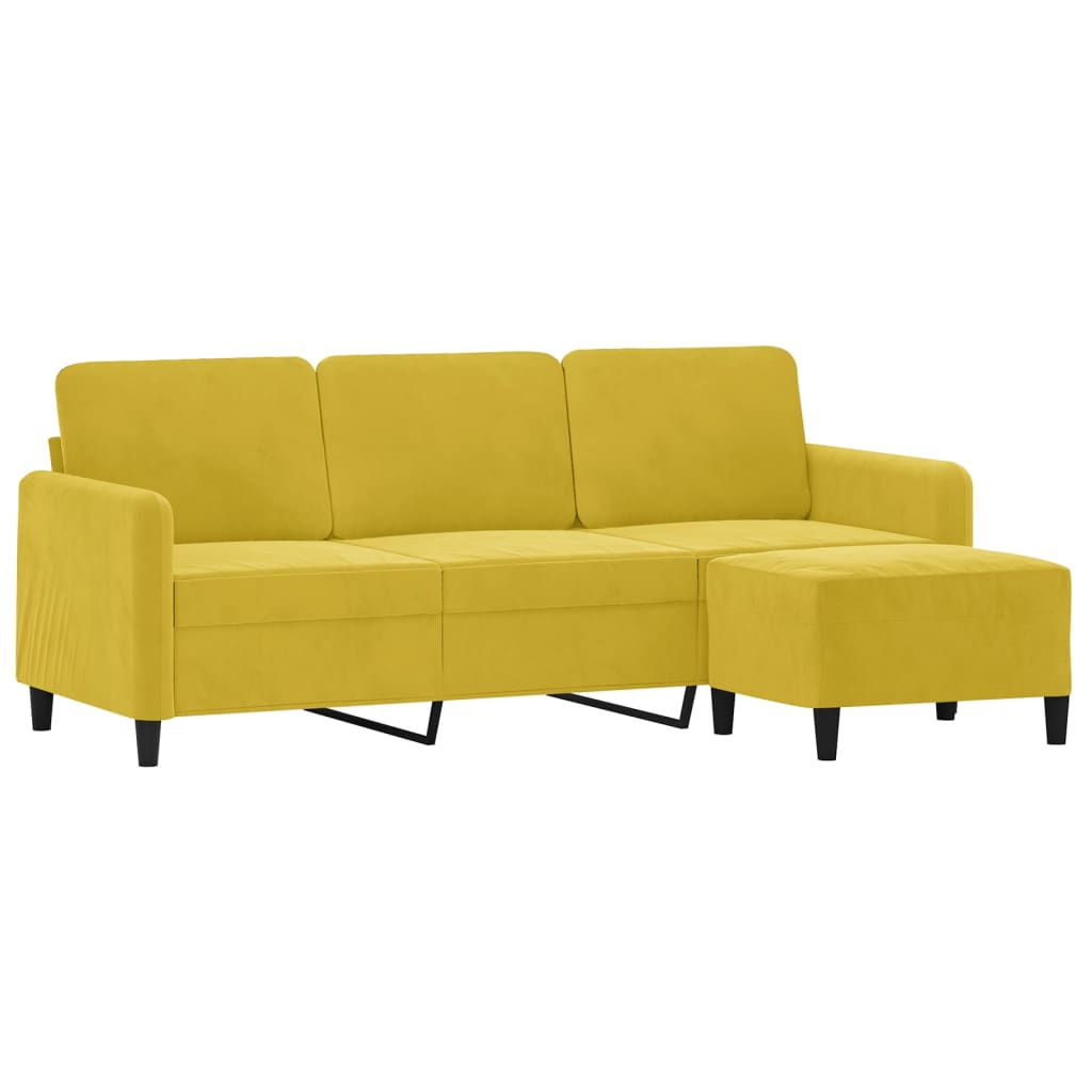 3-Personers Sofa Med Fodskammel 180 Cm Velour