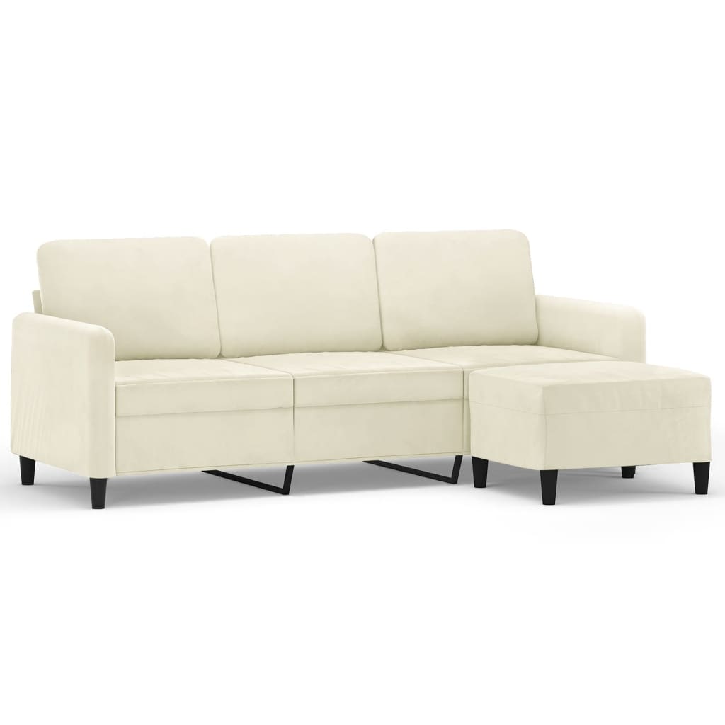 3-Personers Sofa Med Fodskammel 180 Cm Velour