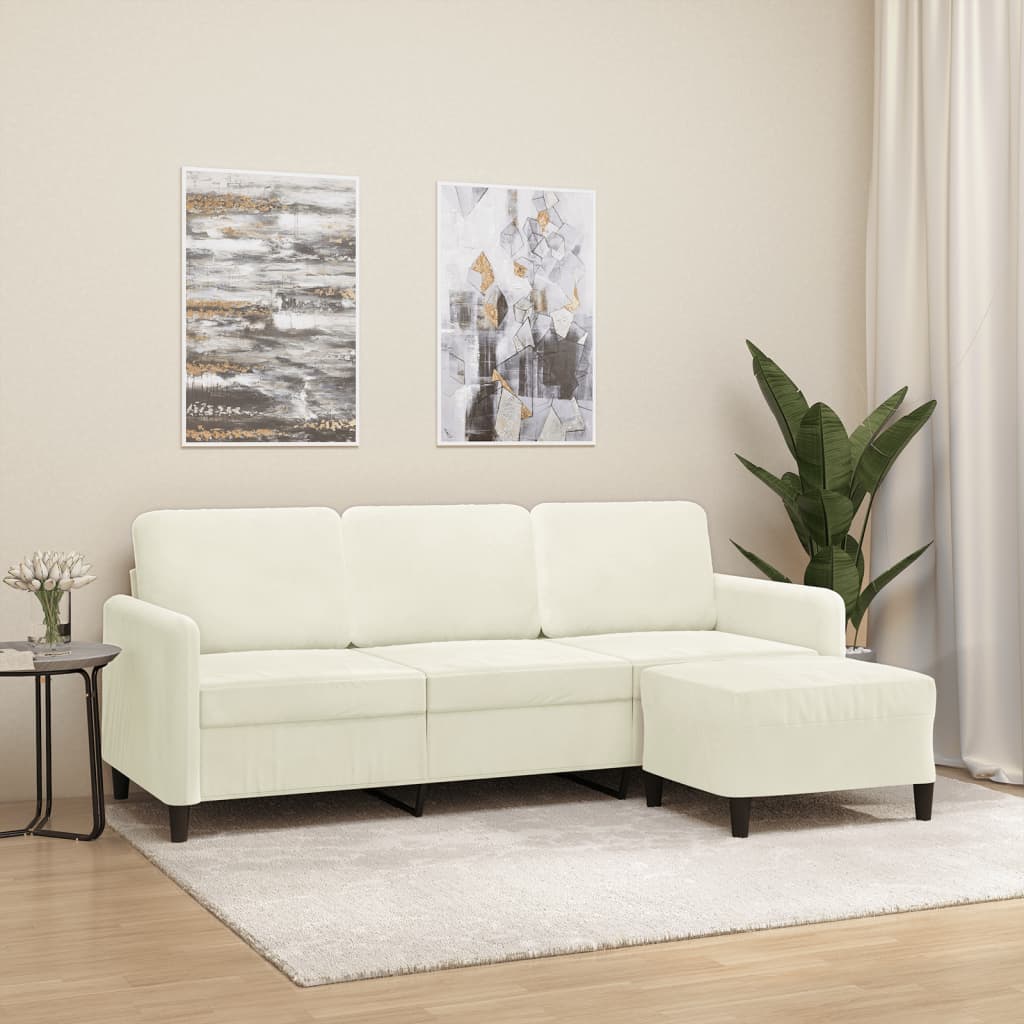 3-Personers Sofa Med Fodskammel 180 Cm Velour