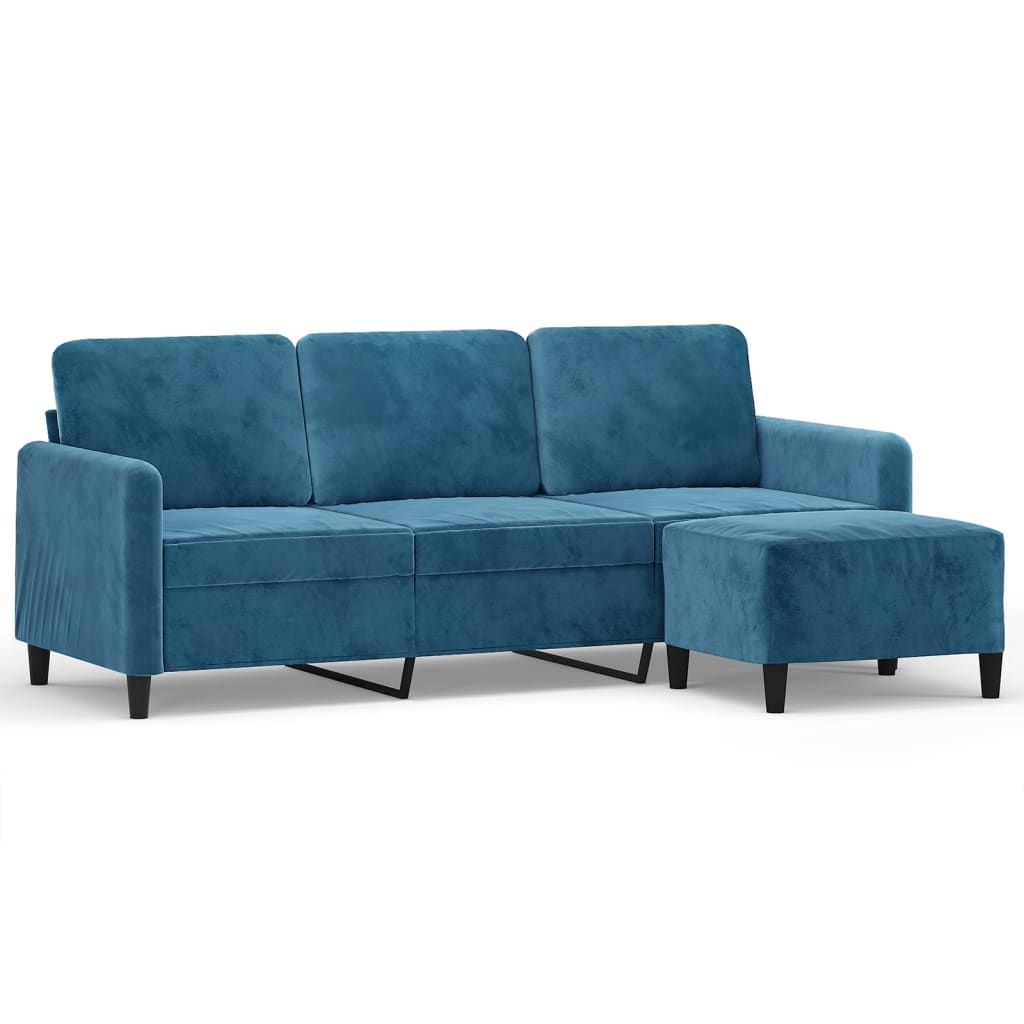 3-Personers Sofa Med Fodskammel 180 Cm Velour