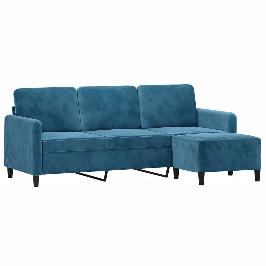 3-Personers Sofa Med Fodskammel 180 Cm Velour